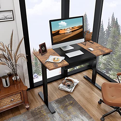 Joyside Electric Height Adjustable Desk with Keyboard Tray, 48 x 24 Inch Electric Standing Desk Height Desk Home Workstation