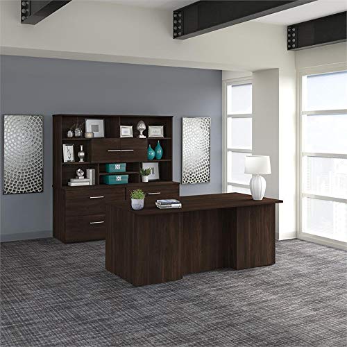 BBF Office 500 72W Executive Desk Set in Black Walnut - Engineered Wood
