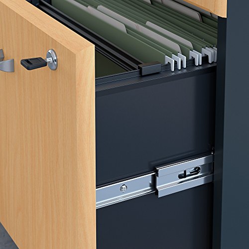 Series A U Shaped Corner Desk with Peninsula and Storage in Beech and Slate