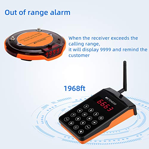 Retekess TD156 Restaurant Pagers - Long Range, Timeout Reminder, 10 Coaster Pager Set