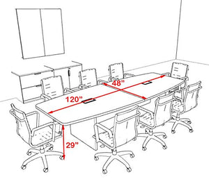 UTM Furniture Modern Boat Shaped 10' Conference Table OF-CON-C133