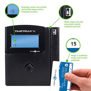 Pyramid TTEZEK TimeTrax Automated Swipe Card Time Clock System with Software, Black