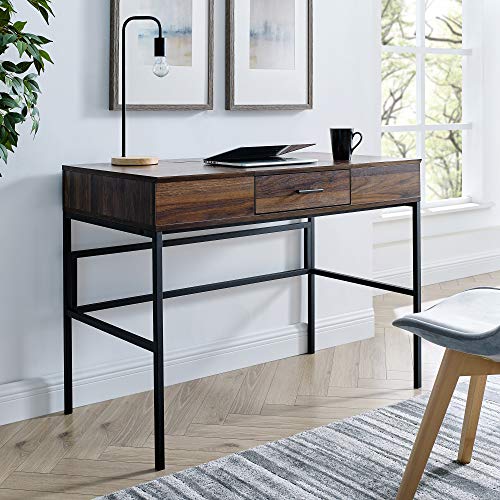Walker Edison Modern Wood Computer Writing Desk Storage Drawer Home Office Workstation Small, 42 Inch, Dark Walnut