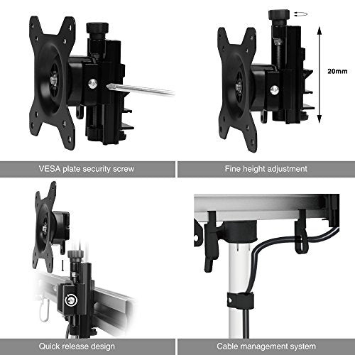SIIG Premium Aluminum Triple Monitor Stand - Adjustable Height 3 Monitors 13" to 27" 17.6 lbs Each VESA 75 and 100 Compatible Full Motion (CE-MT2111-S1)