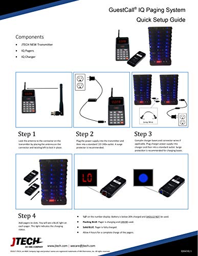 JTech GuestCall IQ Paging System - 10 Pagers