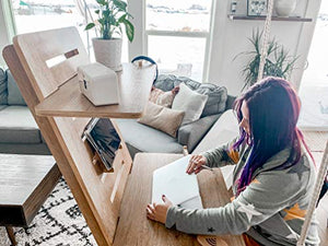 Modern Height Adjustable Sit to Stand Up Desk. Large Wood Desk Spaces That Easily Adjust for Ergonomic Standing or Sitting. Perfect as Home Office Work Desks and Multi-Task Computer Table Workstation.