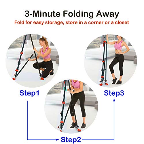 Aceshin Vertical Climber Machine, Home Gym Exercise Folding Climbing Machine,Indoor Vertical Climbing Exercise Machine, Fitness Stepper for Whole Body Cardio Workout Training (Red)