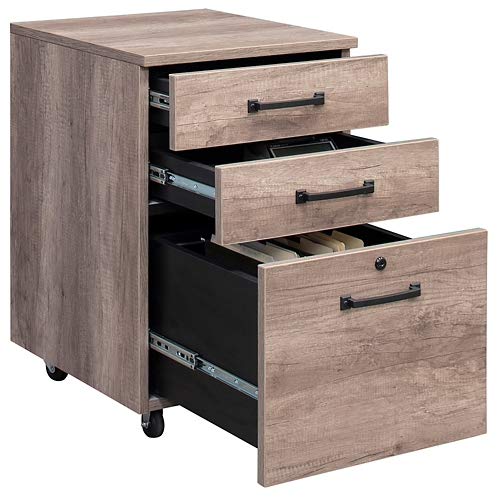 NBF Signature Series Urban Three Drawer Mobile File Storage Pedestal 18" W - Weathered Walnut