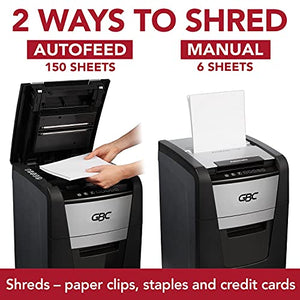 GBC Auto Feed+ Paper Shredder, 150 Sheet Capacity, Micro-Cut, 150M (WSM1757605)
