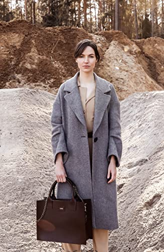 Leather Tote Bag Full Grain Leather Handbag for Women and Men Satchel Top Handle Bag - Time Resistance (Matte Brown)