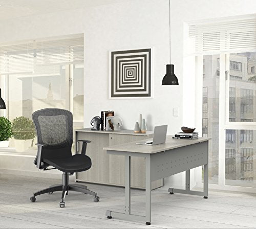 Linea Italia Rectangular Large Easy to Assemble Metal Desk with Wood Top | Computer Table for Home or Office, 48" x 24", Ash