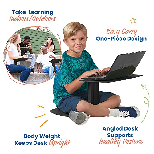 ECR4Kids The Surf Portable Lap Desk, Kids Floor Desk, Flexible Seating for Schools, Classrooms and Homeschool, One-Piece Writing Table, Alternative Seating, 10-Pack - Black