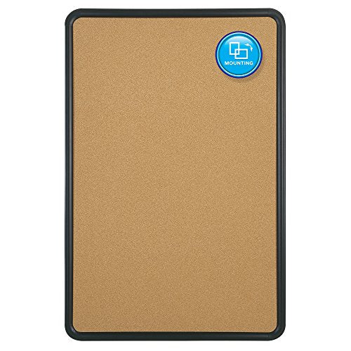 Quartet Contour Cork Bulletin Board, 3 Feet x 4 Feet, Black Plastic Frame (699175)