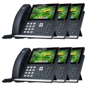 TWAComm.com Yealink SIP-T48S Business Phone System: Starter Pack with Voicemail, Auto Attendant, Extensions, Call Recording & Free Service for 1 Year (6 Phone Bundle)