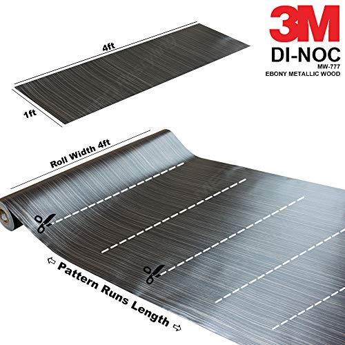 3M DI-NOC MW-777 EBONY METALLIC WOODGRAIN 4ft x 75ft (300 Sq/ft) Vinyl Film Series