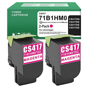 Compatible 71B1HM0 (2 Pack Magenta) Ink Cartridge Replacement for Lexmark CS417 CX517de CX417de CS417dn CS517de Printer Toner Cartridge.