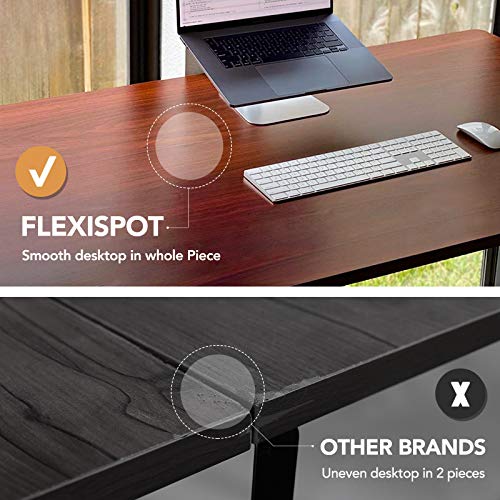 Flexispot 55 x 28 Inches Electric Stand Up Desk Workstation, Whole-Piece Desk Board Home Office Computer Standing Table Height Adjustable Desk (EC1 Classic Black Frame + 55" Mahogany Top)