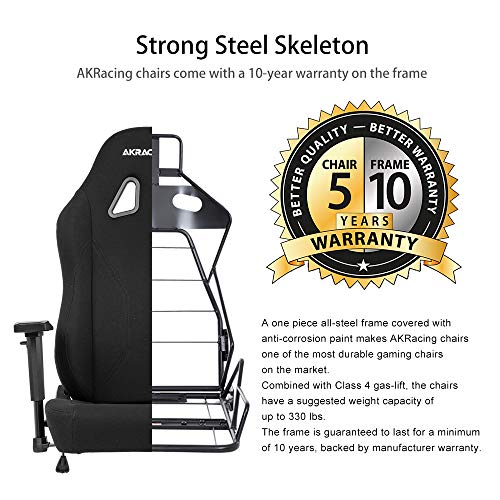 AKRacing Office Series Opal Ergonomic Fabric Computer Chair with High Backrest, Recliner, Swivel, Tilt, Rocker and Seat Height Adjustment Mechanisms with 5/10 warranty - Black