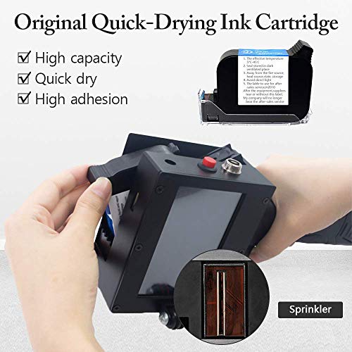 Varwaneo Portable Handheld Inkjet Printer,Quick-Drying Coding Machine Gun with led Touch Screen for Logo,qr Code,Bar,Prinker Tattoo,Graphic,Date,Counter,Label(Support 20 Languages)