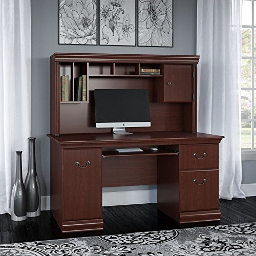 Bush Furniture Birmingham Office Desk with Hutch in Harvest Cherry