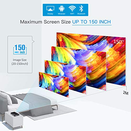 Mini Projector WOWOTO A5 Pro Android 7.1 100ANSI 2+32G Portable DLP Video Projector 150" Home Theater Projectors with BT4.0 Support WiFi Wireless Screen Share 1080P HDMI USB SD Card