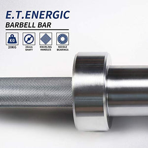 E.T.ENERGIC Olympic Barbell Bar 7-Foot Load 1500-lbs Capacity Available for Weightlifting, Powerlifting and Gym Home Exercises