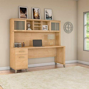 GodSend Furniture 72W Office Desk with Hutch in Maple Cross-Home Office Furniture Sets-Computer Desk-Home Office desks-Desk with Drawers-Storage Cabinet-Home Office Desk-Home Office Furniture Set