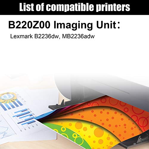 2 Pack Black B220Z00 Imaging Unit Compatible Replacement for Lexmark B2236dw, MB2236adw Printers.