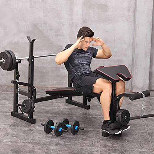 baodanla Multifunctional Olympic Weight Bench and Squat Rack Set, Adjustable Home Gym Strength Training Full Body Equipment, Ab Trainer Bench, Exercise Olympic Workout Station Machine