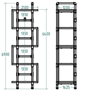 FURNITURE PIPELINE OW1-BL/BL/BL Tucson Modern Industrial Etagere Bookcase Display