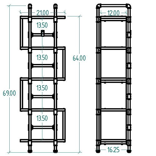 FURNITURE PIPELINE OW1-BL/BL/BL Tucson Modern Industrial Etagere Bookcase Display