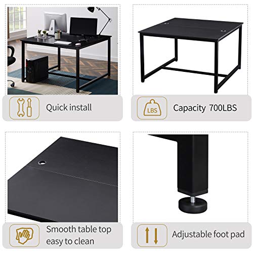Zebery Computer Desk, Home Office Extra Large Computer Desk, 47 X 47 Inch Two Person Desk Double Workstation Desk, 2 People Office Desk Writing Desk (Black)