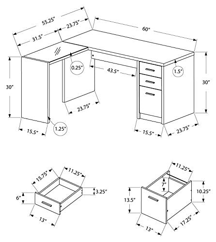 Candace & Basil Computer Desk - White Corner with Tempered Glass