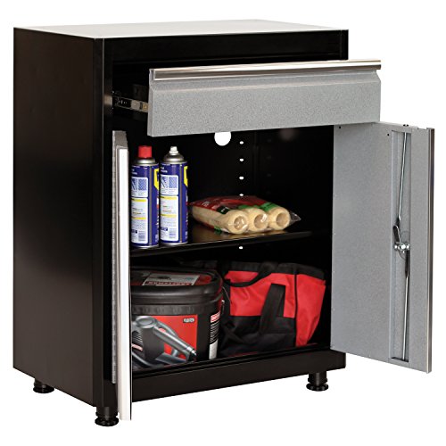 American Heritage AADF301836-MG09 Steel Base Cabinet with Drawer, 30" Width x 18" Depth x 36" Height, Black/Multi-Granite