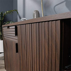 Home Square 2-Piece Set: L-Shaped Desk & Office Credenza in Spiced Mahogany