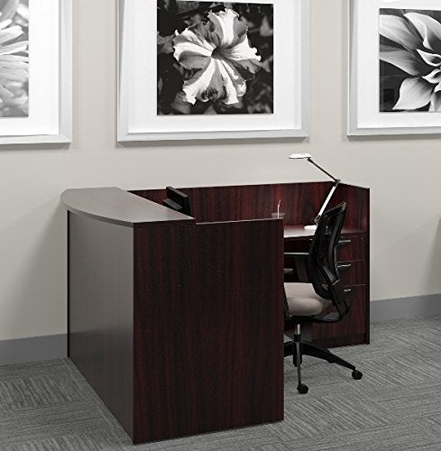 Offices To Go L Shaped Reception Desk W/Transaction Top 71"W X 30"D X 42"H Reception Return 42"W X 24"D X 42"H - American Espresso