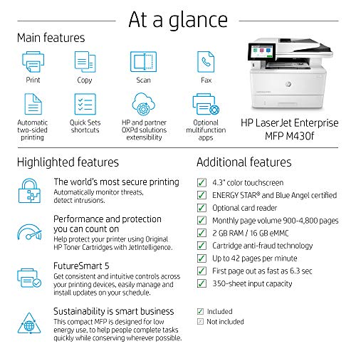 HP LaserJet Enterprise M430f Multifunction Monochrome Duplex Printer (3PZ55A)