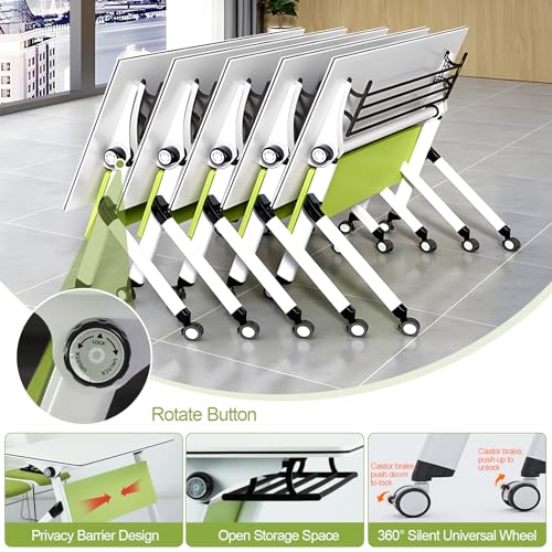 JNMDLAKO Conference Room Tables, 6PCS Flip Top Folding Training Table with Silent Caster Wheels