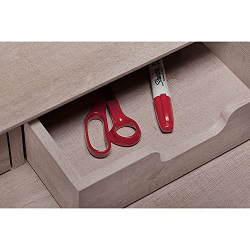 Bush Furniture Key West 54W Computer Desk with Storage and Desktop Organizers in Washed Gray