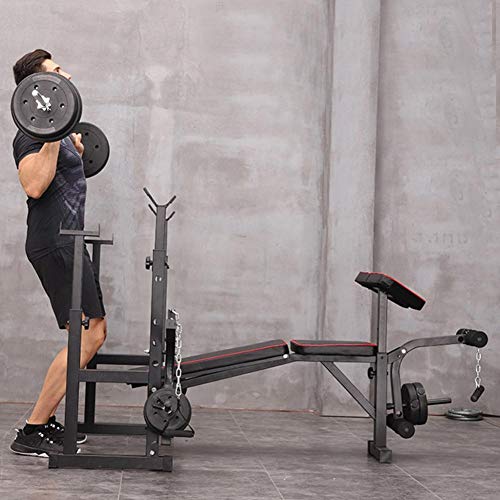 baodanla Multifunctional Olympic Weight Bench and Squat Rack Set, Adjustable Home Gym Strength Training Full Body Equipment, Ab Trainer Bench, Exercise Olympic Workout Station Machine
