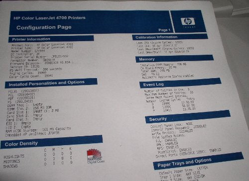 HP 4700DTN Printer W/Duplexer, Network & Test Prints No Accessories