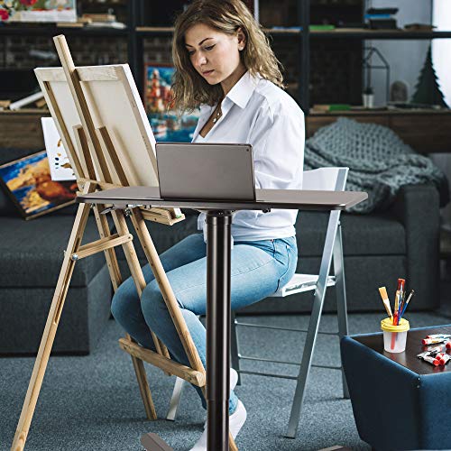 AVLT 44" Ambidextrous Pneumatic Laptop Standing Desk Cart - Mobile Rolling Computer Projector Cart