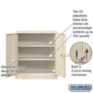 Salsbury Industries Counter Height Heavy Duty Storage Cabinet, Unassembled, Tan