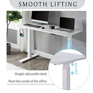 Knocbel Electric Lifting Computer Table Standing Desk, 24.6" to 49.2" Height Adjustable Home Office Workstation Writing Table, 250lbs Weight Capacity (White)