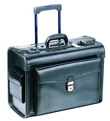 Mancini Deluxe Wheeled Leather Catalog Case - Black
