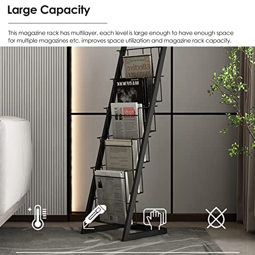 YXXSDP Narrow Vertical Magazine Rack/Brochures Holder - Black Metal Literature Organizer
