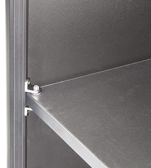 Displays2go Silver Laminate Cash Register Stand with Locking Drawer and Adjustable Storage Shelf, 24 x 38 x 23-3/4-Inch