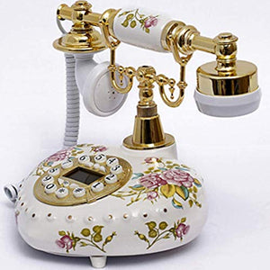 TEmkin Classic Retro Phone, Antique Style Floral Ceramic Home Decor Desk Fixed Phone