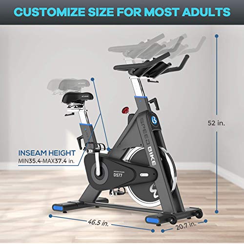 Afully Exercise Bike - Commercial Indoor Cycling Bike with 50Lbs Heavy-duty Flywheel, 550LBS High Weight Capacity, Belt Drive Silent Stationary Bike with Comfortable Seat Cushion for Commercial or Home Use