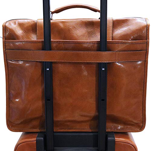 Floto Firenze Leather Buckle Strap Briefcase Bag - 2 Gusset … (Olive Honey Brown)